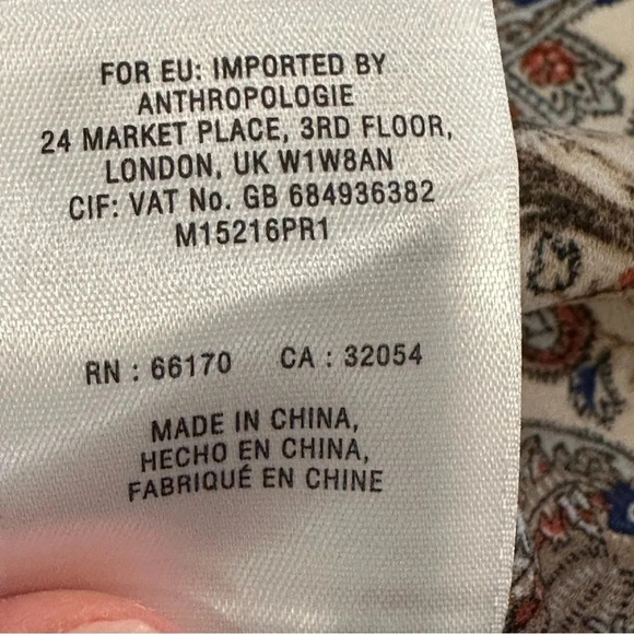 Anthropologie Meadow Rue Myrtle Peasant Blouse Cream Floral Paisley Size XS - Picture 10 of 12